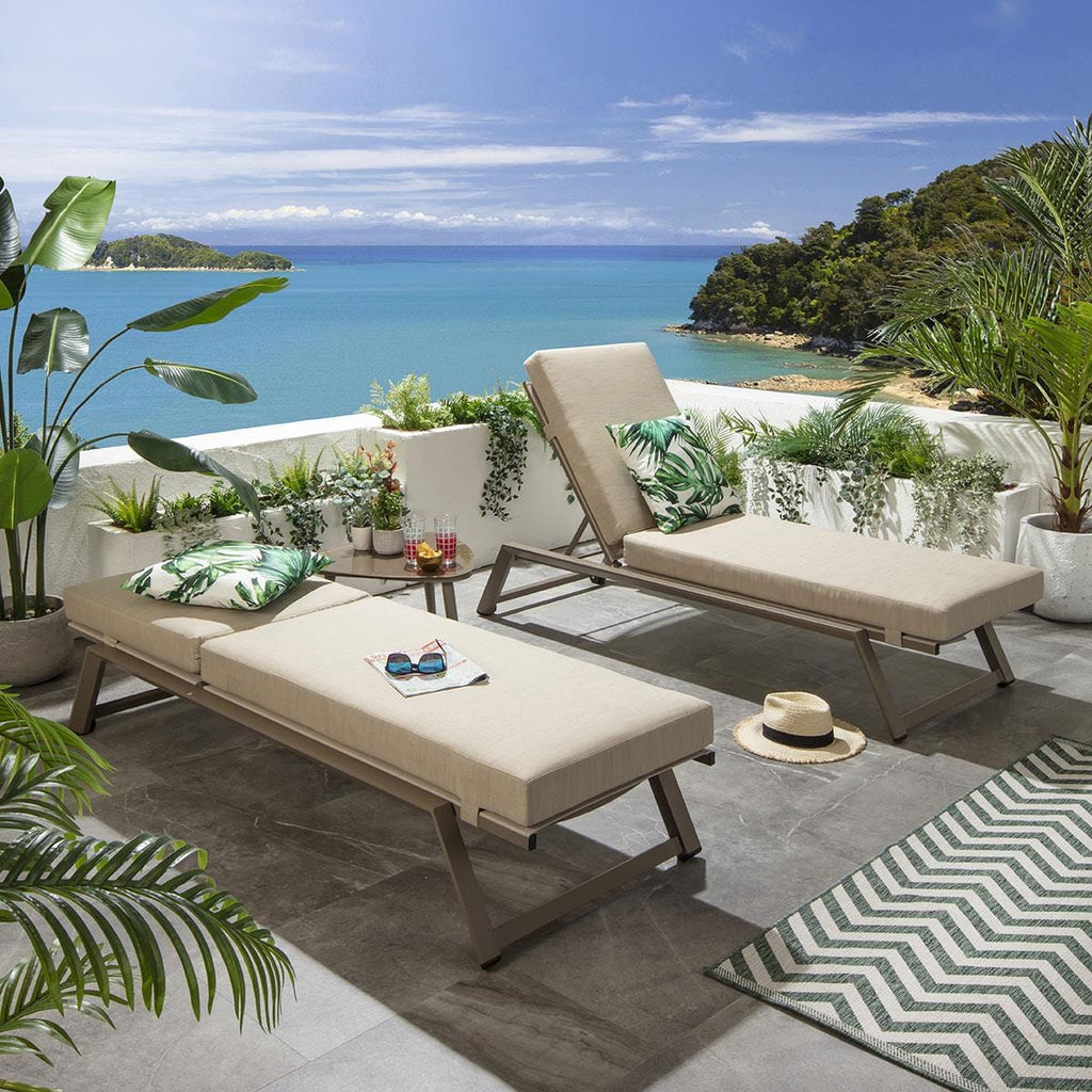 Cayman Garden Cushioned Sun Lounger Beige 196x70cm
