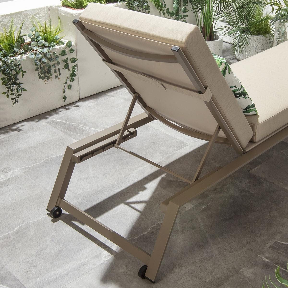 Cayman Garden Cushioned Sun Lounger Beige 196x70cm