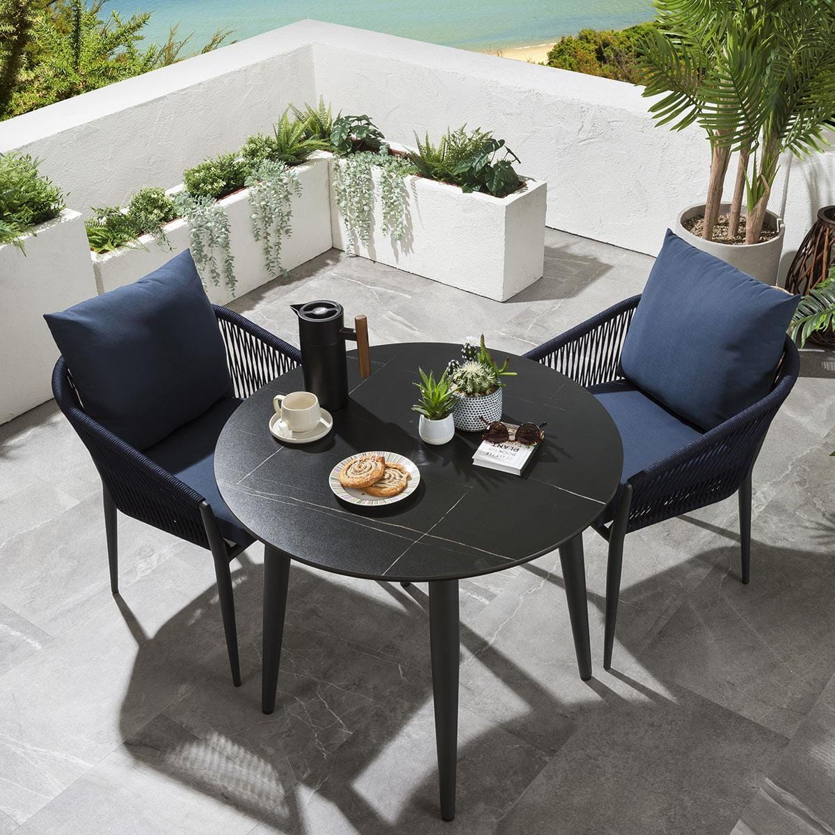 Portals Round Outdoor Dining Table 90cm Charcoal