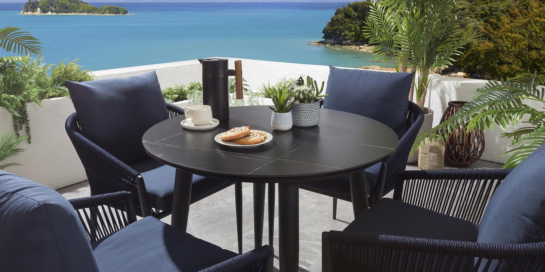 Portals Round Outdoor Dining Table 90cm Charcoal