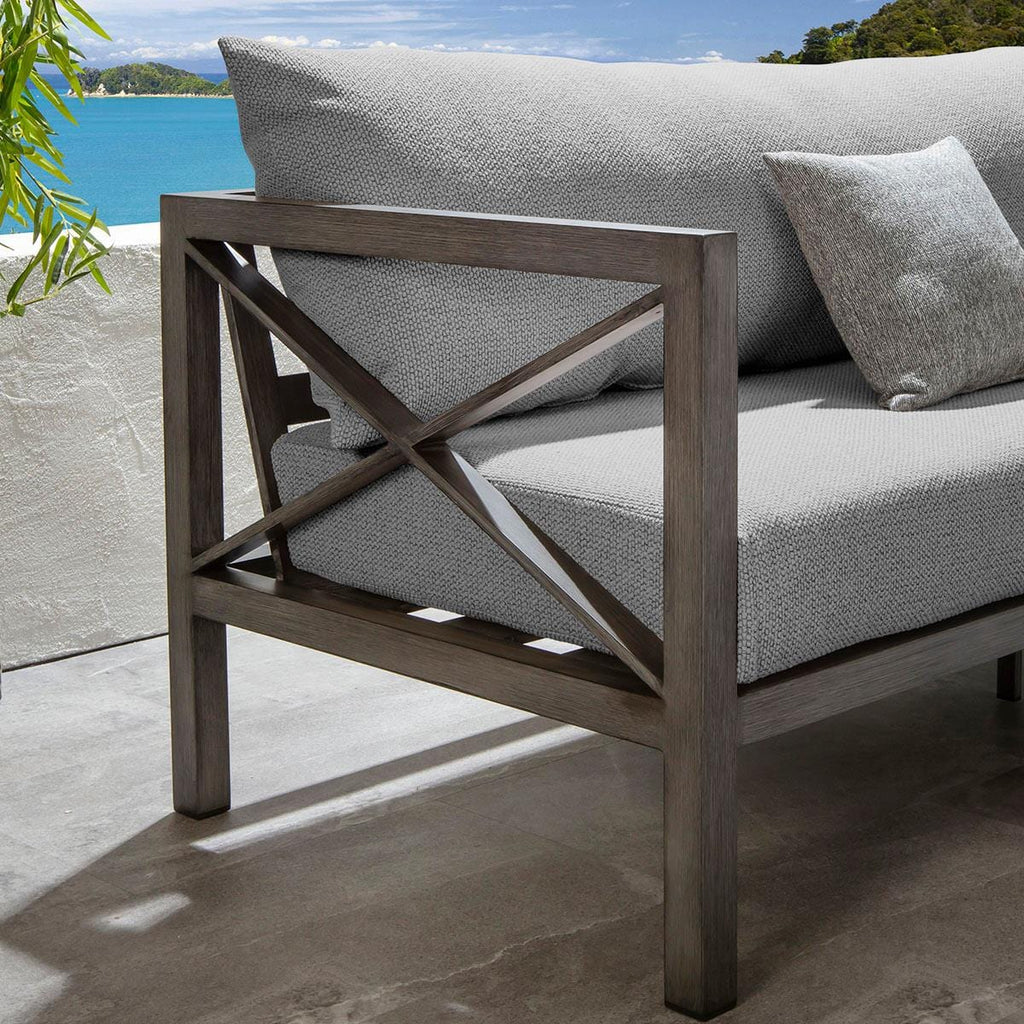 Arlo Wood Effect Aluminium Garden Armchair Smoked Grey