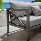 Arlo Wood Effect Aluminium Garden Armchair Smoked Grey
