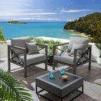 Arlo Wood Effect Aluminium Garden Armchair Smoked Grey