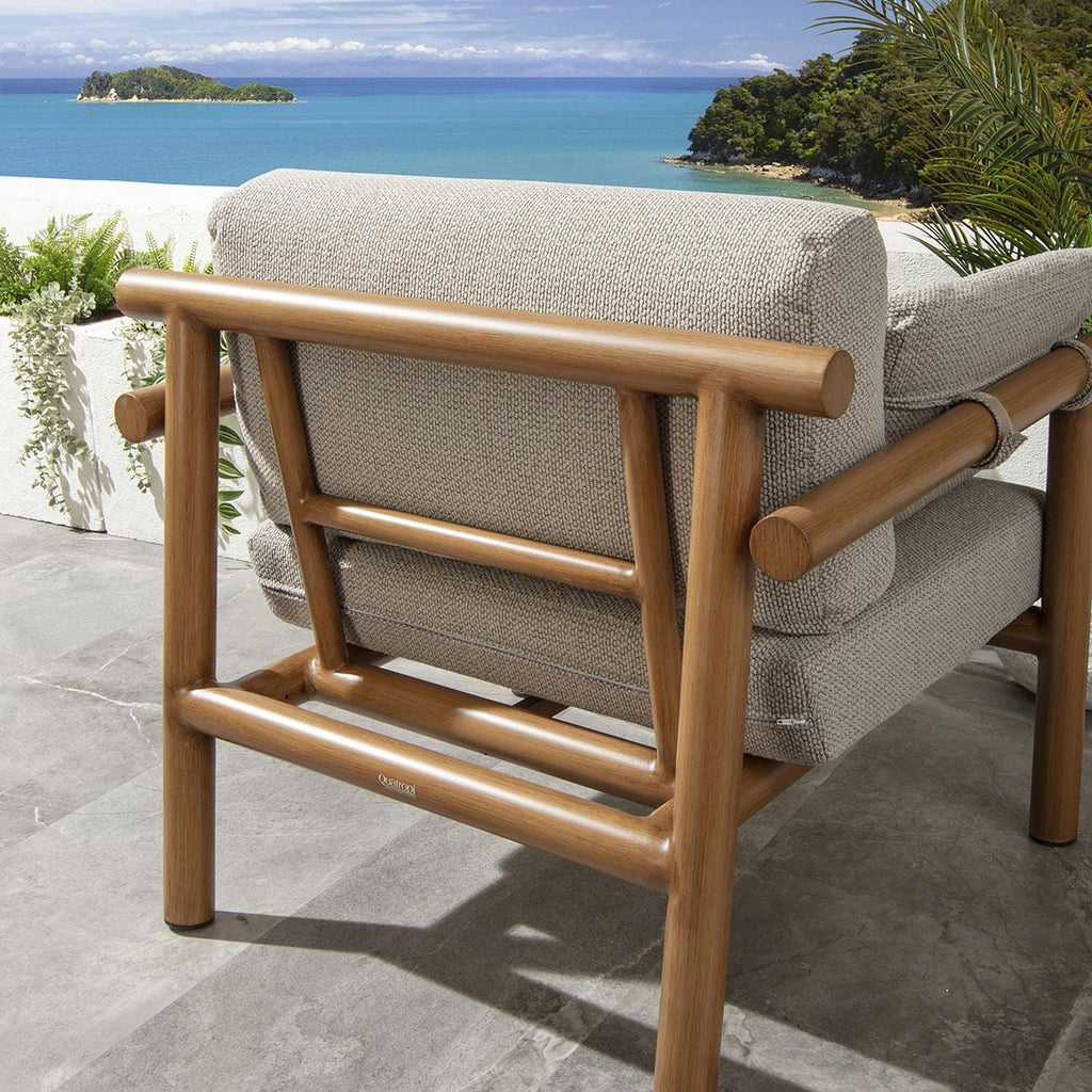 Mia Wood Effect Aluminium Garden Sofa Latte Oak 220cm