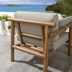 Mia Wood Effect Aluminium Garden Sofa Latte Oak 220cm