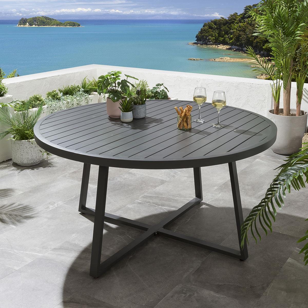 Sun Garden Round Dining Table 150cm Grey