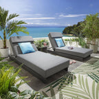 2 Marbella Garden Cushioned Sun Loungers Grey 200x78cm