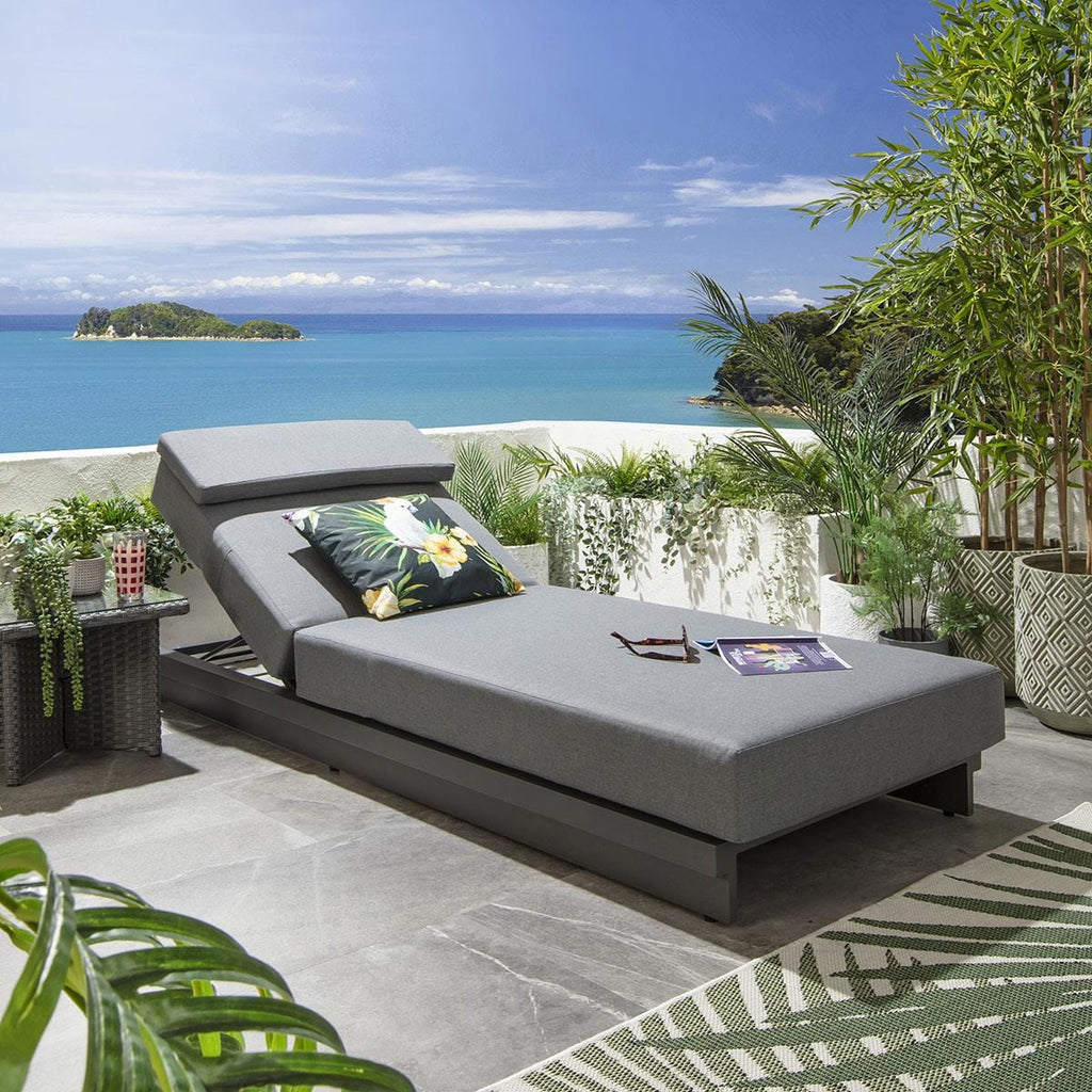 2 Marbella Garden Cushioned Sun Loungers Grey 200x78cm