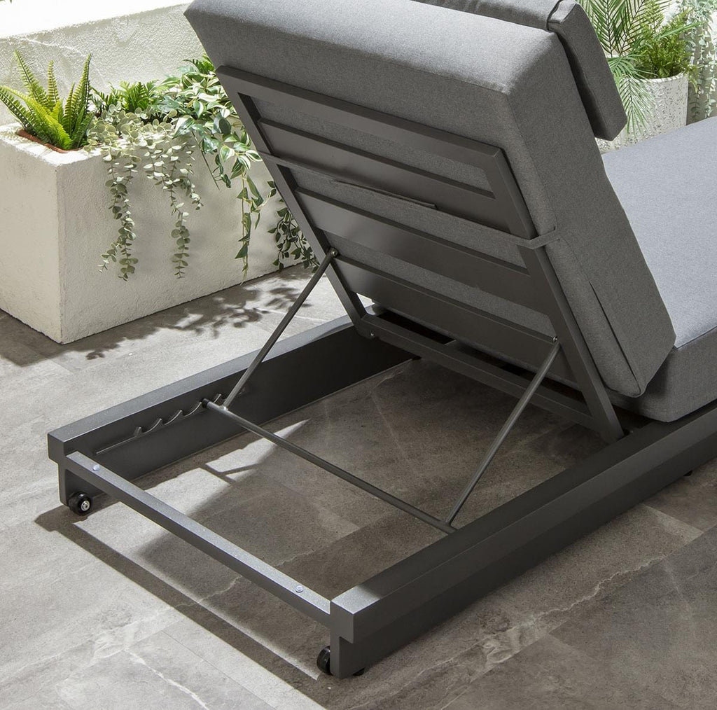 2 Marbella Garden Cushioned Sun Loungers Grey 200x78cm