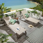 2 Cayman Garden Cushioned Sun Loungers Beige 196x70cm