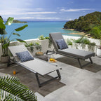 2 Cayman Garden Cushioned Sun Loungers Grey 196x70cm