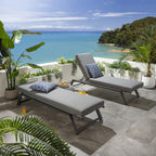 2 Cayman Garden Cushioned Sun Loungers Grey 196x70cm