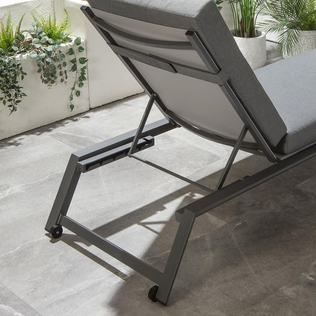 2 Cayman Garden Cushioned Sun Loungers Grey 196x70cm