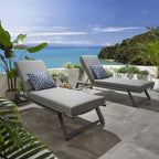 2 Cayman Garden Cushioned Sun Loungers Grey 196x70cm