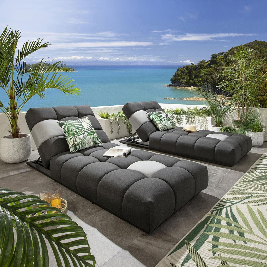 2 Blow Premium Garden Sun Loungers Sooty 213x92cm