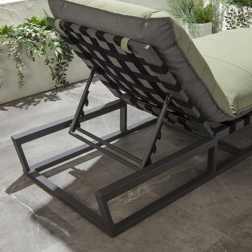 2 Ocean Cushioned Sun Loungers Green 212x84cm