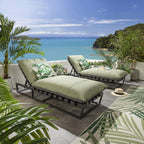 2 Ocean Cushioned Sun Loungers Green 212x84cm