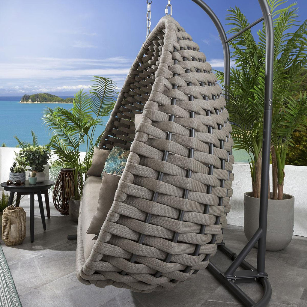 2 Rope Hanging Chair Single & Hammock Set - Coffee