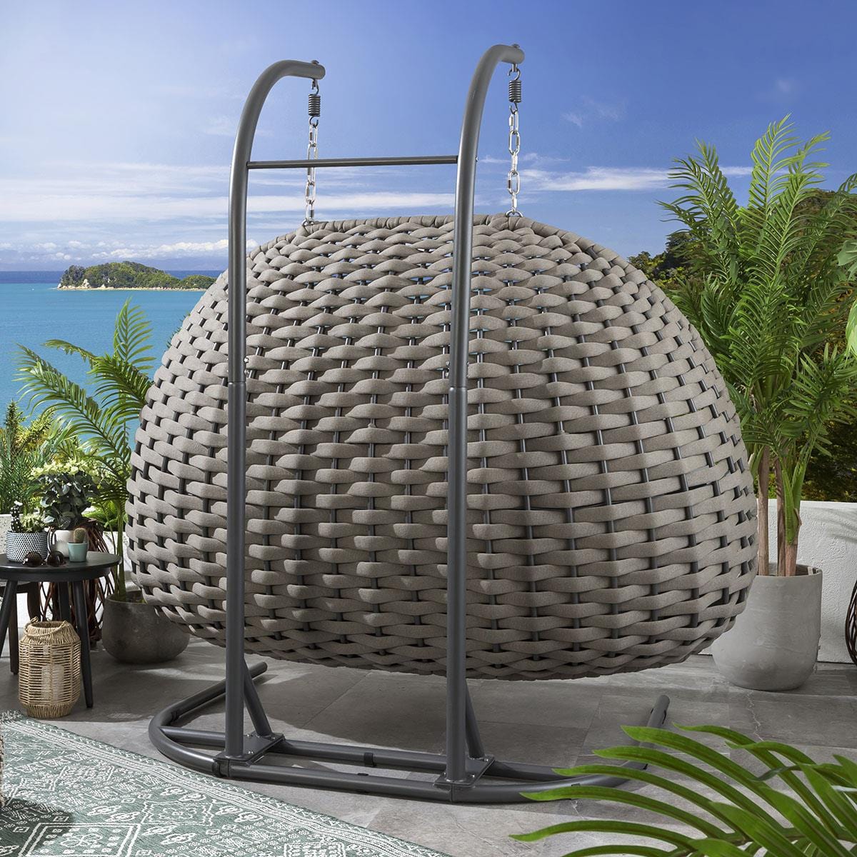 2 Rope Hanging Chair Single & Hammock Set - Coffee