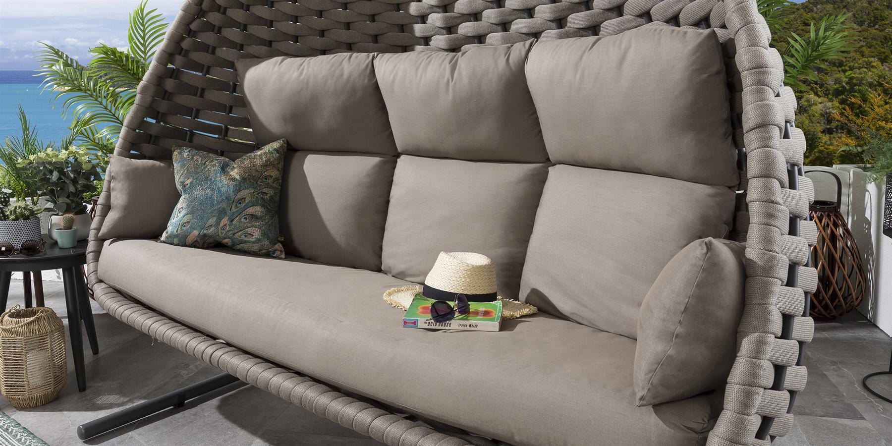 2 Rope Hanging Chair Single & Hammock Set - Coffee