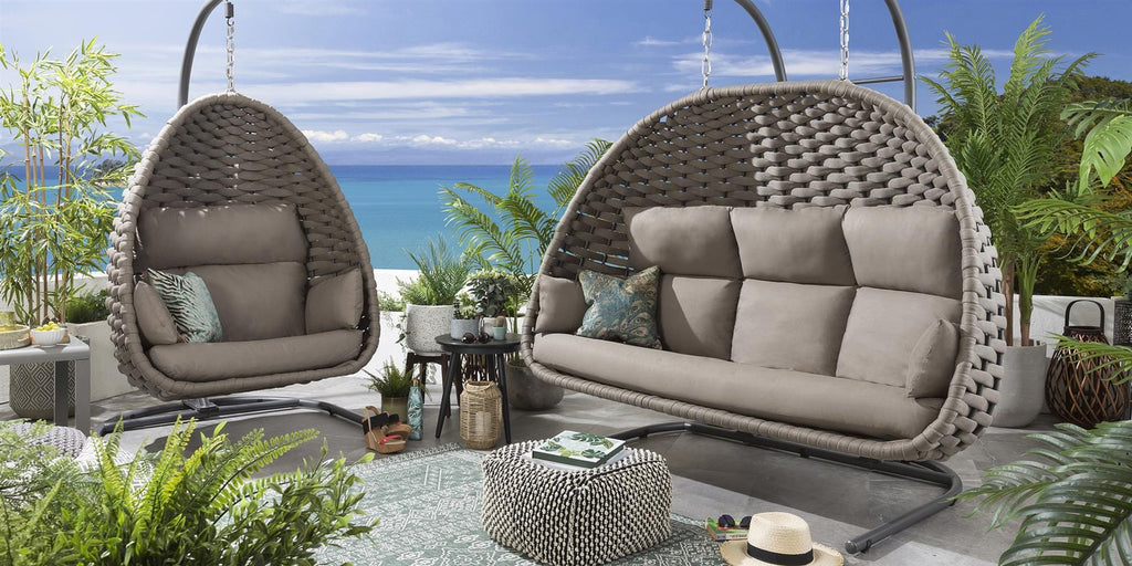 2 Rope Hanging Chair Single & Hammock Set - Coffee