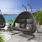 2 Rope Hanging Egg Chair Single & Double Set - Charcoal