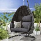 2 Rope Hanging Egg Chair Single & Double Set - Charcoal