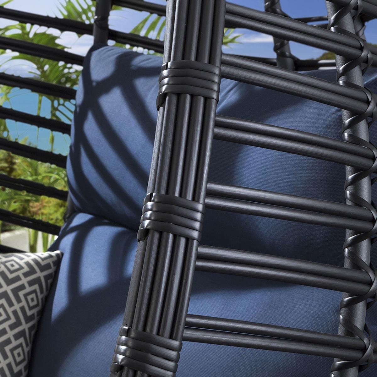 2 Bamboo Hanging Egg Chair Set - Blue