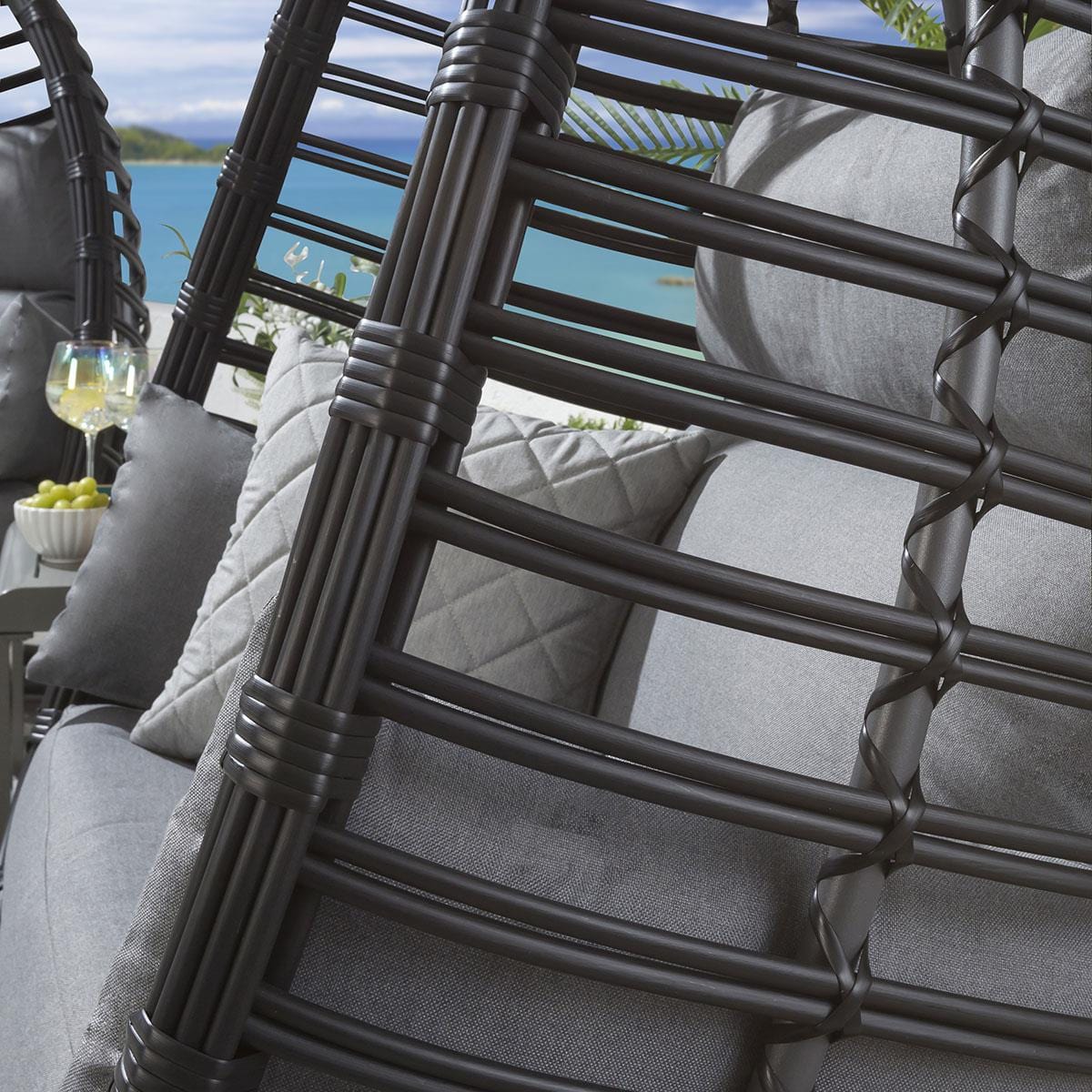 2 Bamboo Hanging Egg Chair Set - Grey