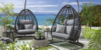 2 Bamboo Hanging Egg Chair Set - Grey