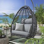 2 Bamboo Hanging Egg Chair Set - Grey