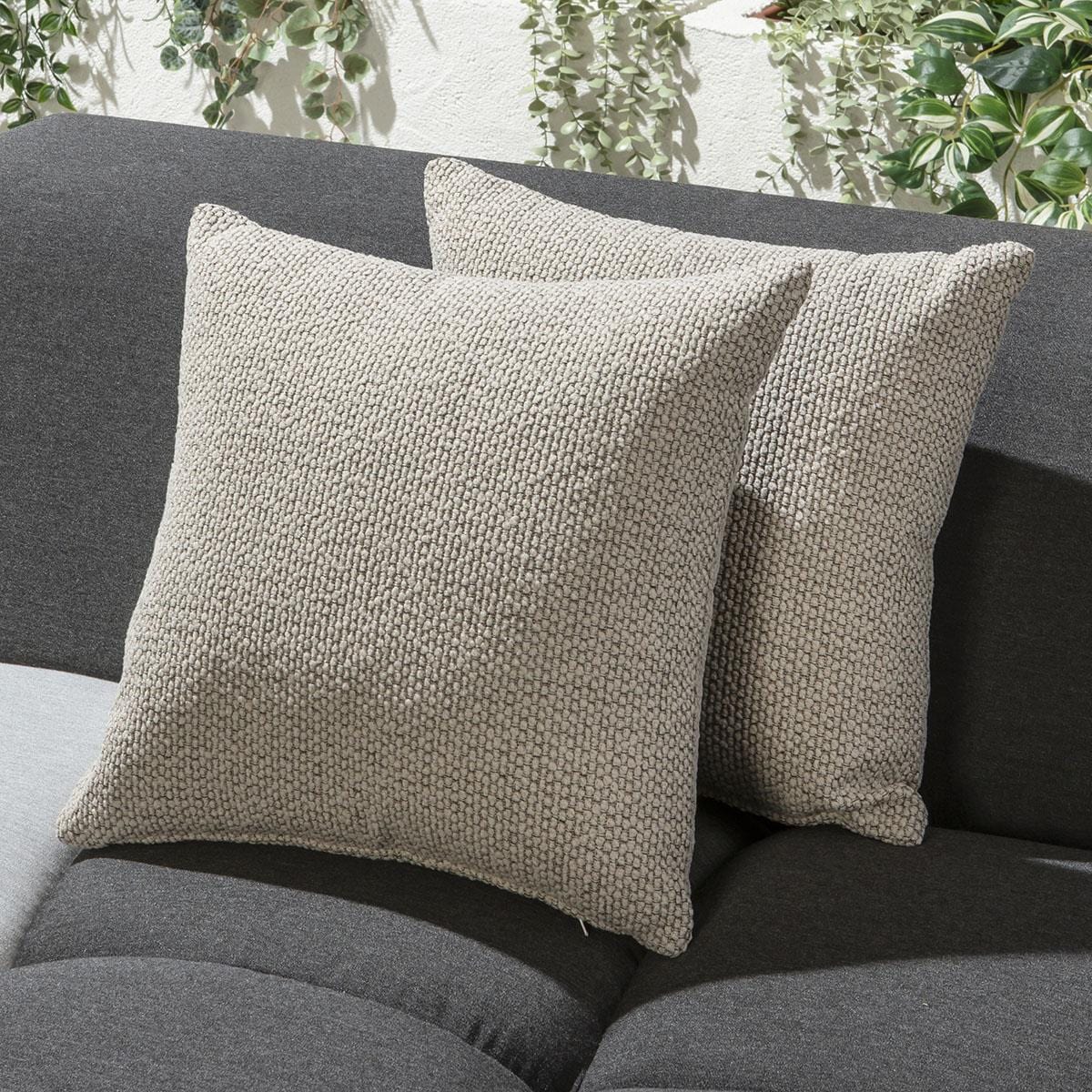 2 Mia Woven Latte Cream Outdoor Cushions 40cm