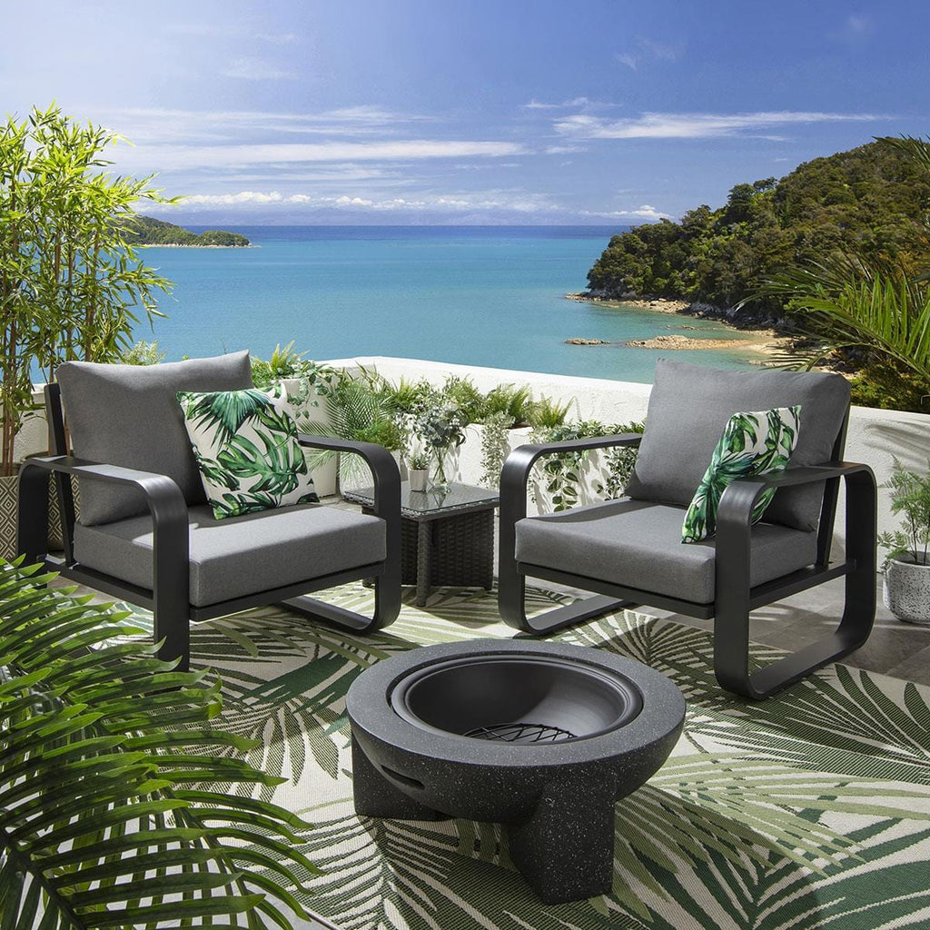 2 Freddy Outdoor Garden Armchairs Grey