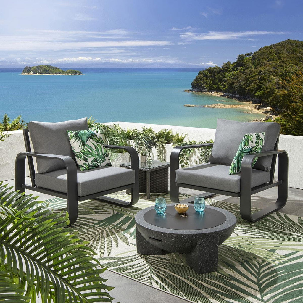 2 Freddy Outdoor Garden Armchairs Grey