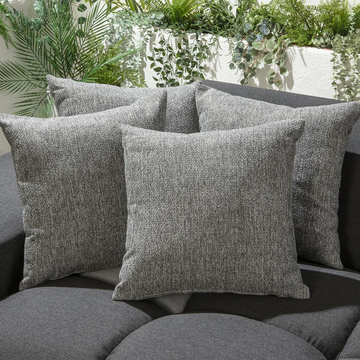 4 Mia Woven Smoke Grey Outdoor Cushions 40cm