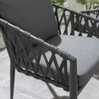 Set of 4 Modern Outdoor Garden Dining Chairs | Grey Aluminium & Rope