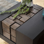ExDisplay Dink Side Table Black Oak & Relcaimed Elm 60x60cm