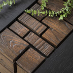 ExDisplay Dink Side Table Black Oak & Relcaimed Elm 60x60cm