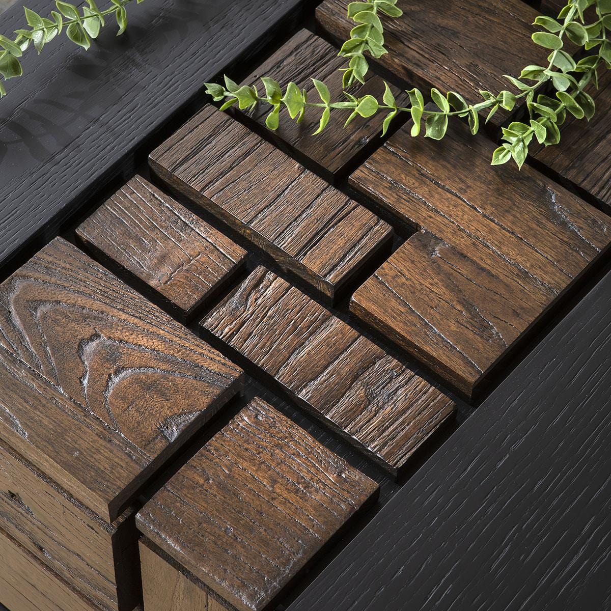 ExDisplay Dink Side Table Black Oak & Relcaimed Elm 60x60cm