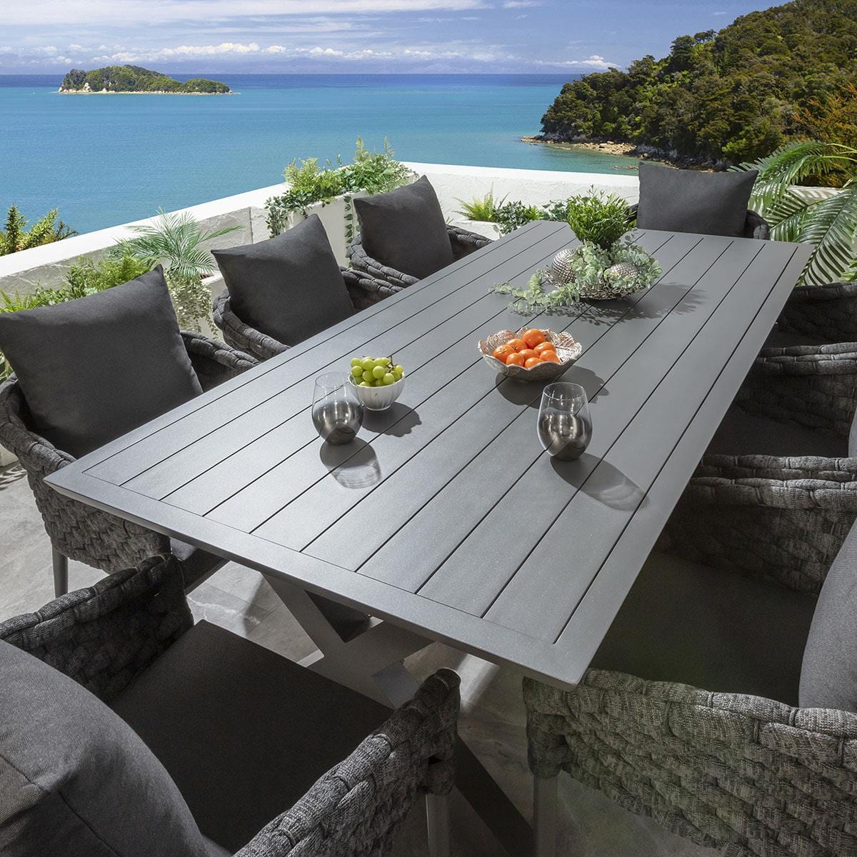 Star 8 Seater Outdoor Garden Dining Table Grey 220cm