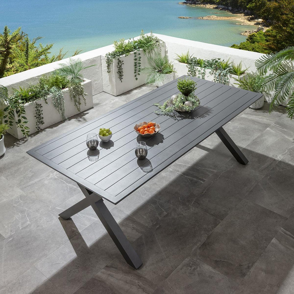 Star 8 Seater Outdoor Garden Dining Table Grey 220cm