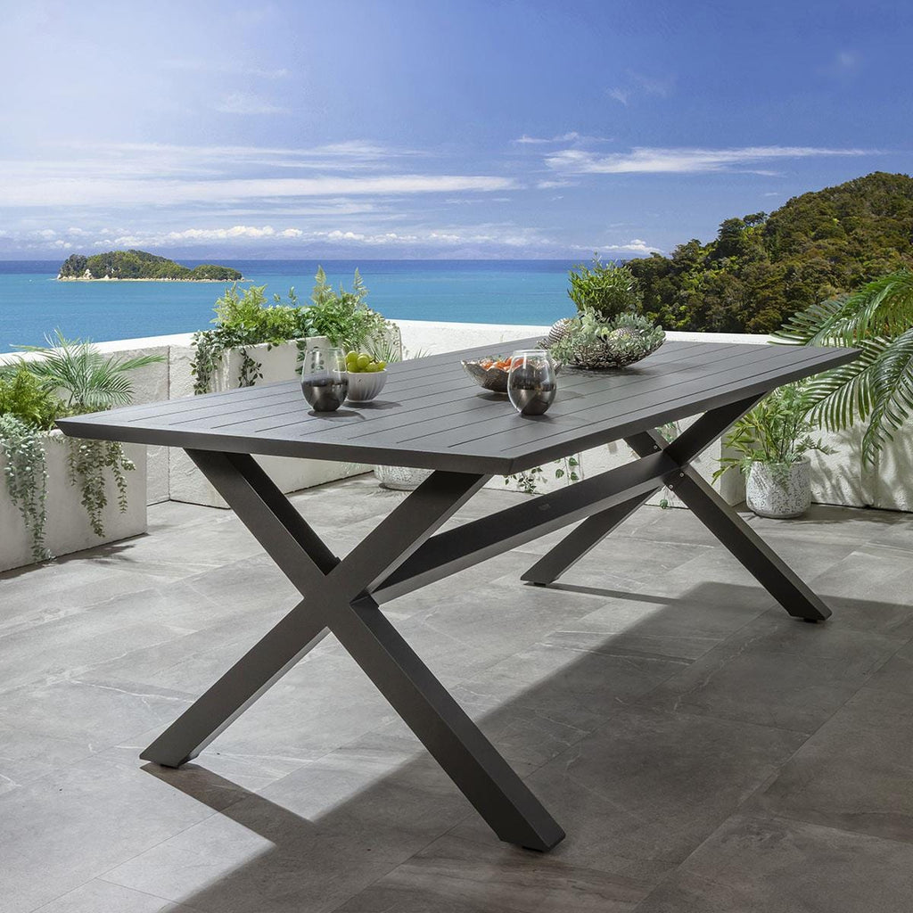 Star 8 Seater Outdoor Garden Dining Table Grey 220cm