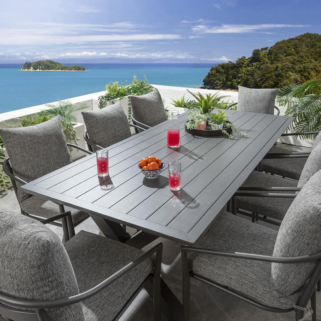 Star 8 Seater Outdoor Garden Dining Table Grey 220cm