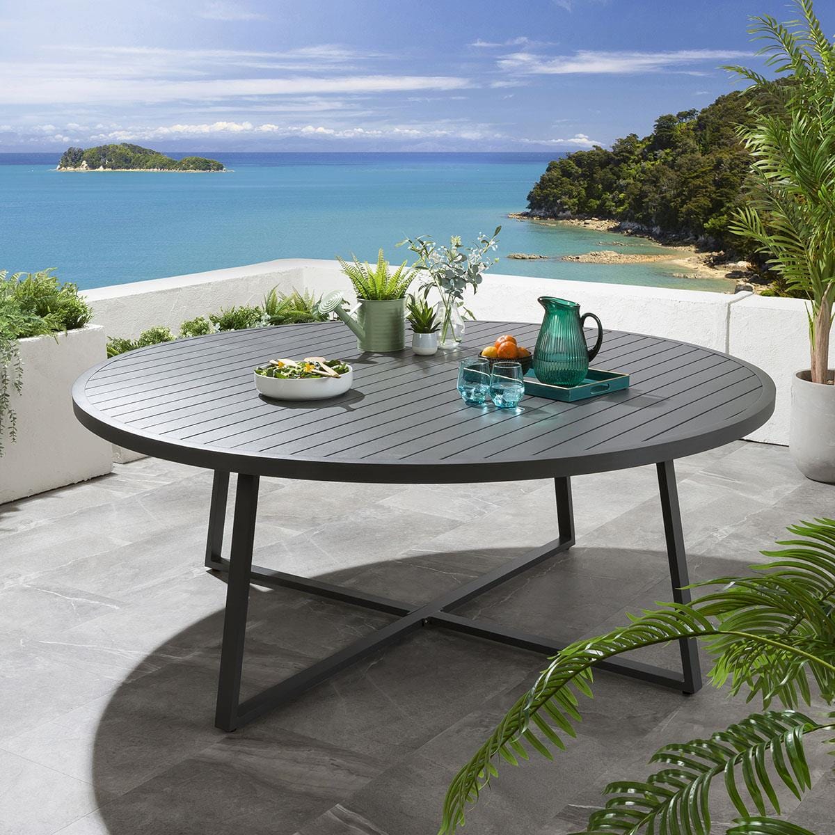 Sun Garden Round Dining Table 200cm Grey