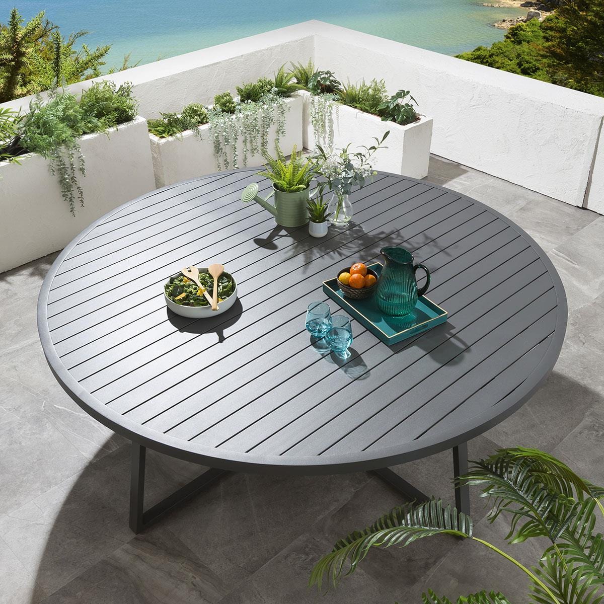 Sun Garden Round Dining Table 200cm Grey